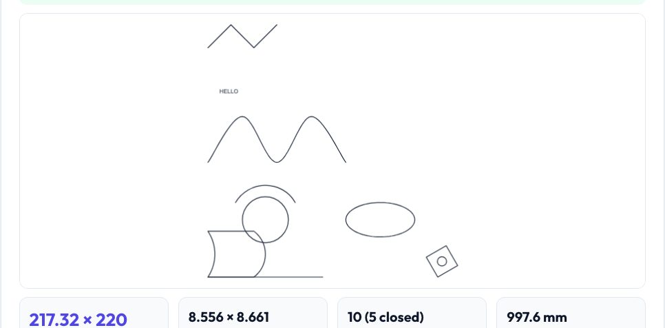 Screenshot of the free DXF ⇄ SVG Converter tool on AZRS QuickFix